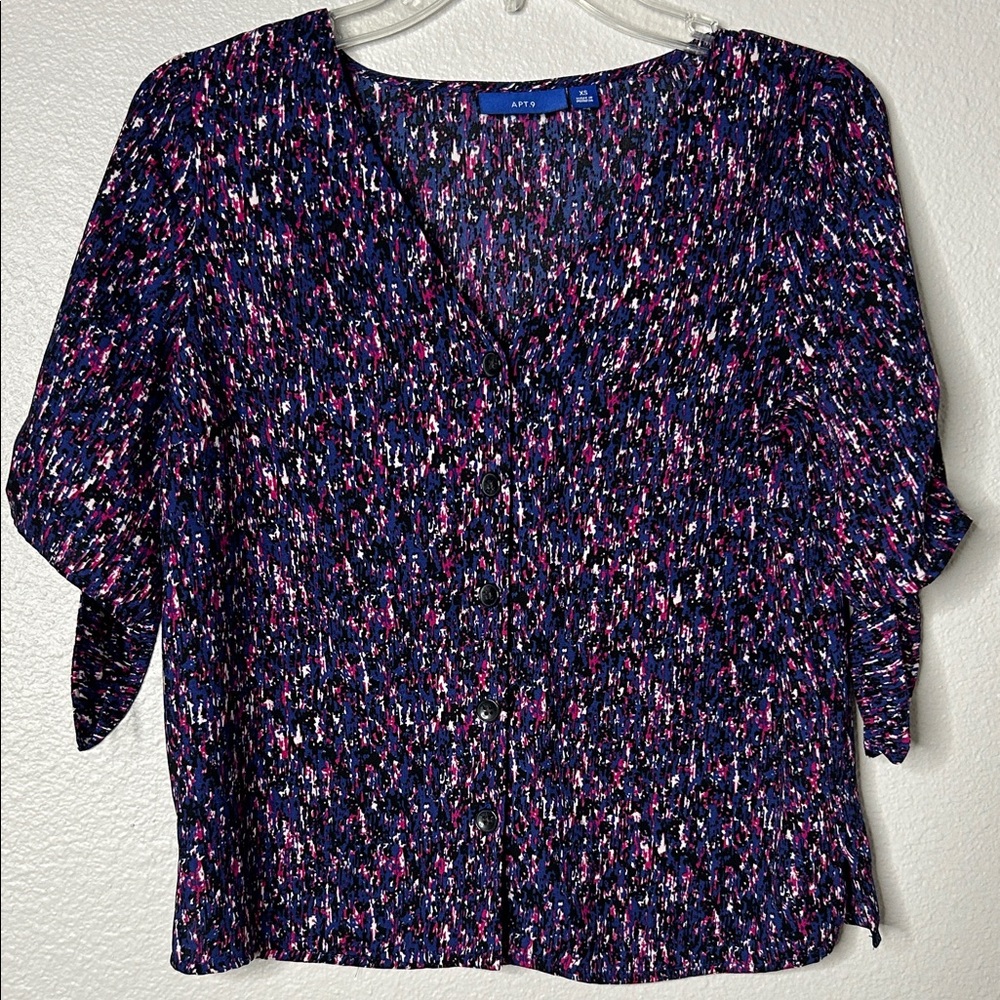 Apt. 9 Women's Navy and Pink Blouse